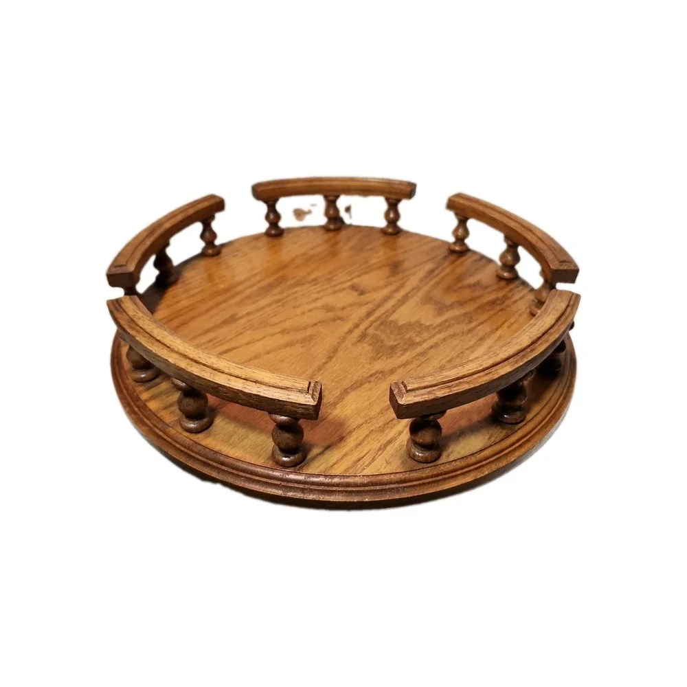 Vintage Solid Wood Oak Lazy Susan 13